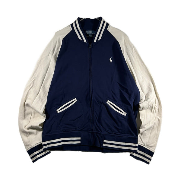 Vintage Polo Ralph Lauren Men's Varsity Full-Zip Cotton Jacket Navy Rare (XL)