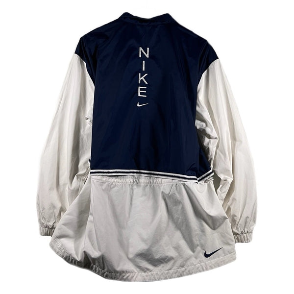 Vintage Y2K Nike Swoosh Logo Windbreaker Track Jacket Navy Silver-Tag (Large)