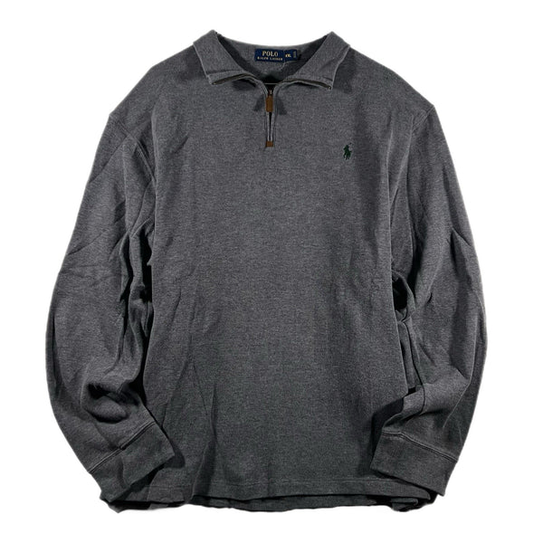 Ralph Lauren Polo Mens 1/4-Zip Embroidery Logo Pullover Sweater Gray/Green (2XL)