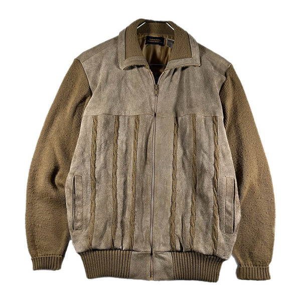 Vintage Goudchaux Maison Blanche Men’s Cow Split Leather Knit Jacket (Large)