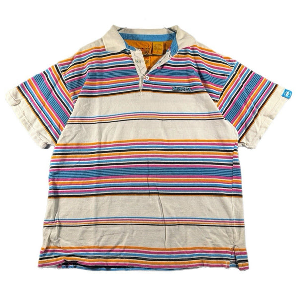 Vintage Y2K Men's Mecca Striped Collared Cotton Polo Shirt Multicolor (Large)