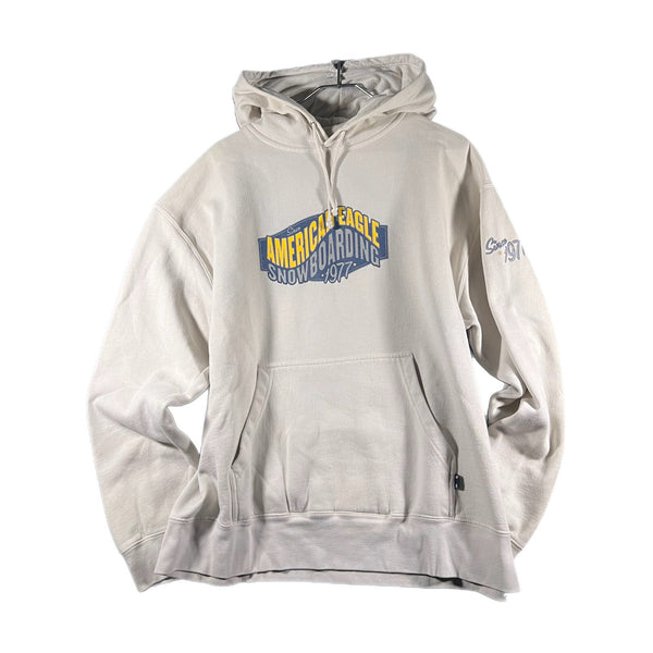 Vintage American Eagle Men's 1977 Snowboard Graphic Hoodie Sweatshirt (Large)