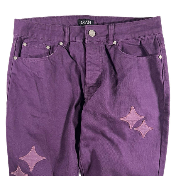 Boohoo Man Men's Designer Star Regular Jeans Purple (Size 32x32)