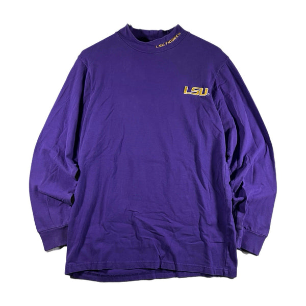 Vintage Colosseum LSU Tigers Mock-Neck Embroidered Long-Sleeve Shirt (Medium)
