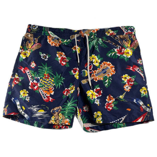 Polo Ralph Lauren Men's Hawaiian Floral Board Surf Swim Shorts Trunks (Large)