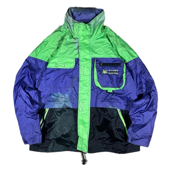 Vintage Rare 90s Kappa Full-Zip Colorful Nylon Windbreaker Ski Track Jacket (XL)