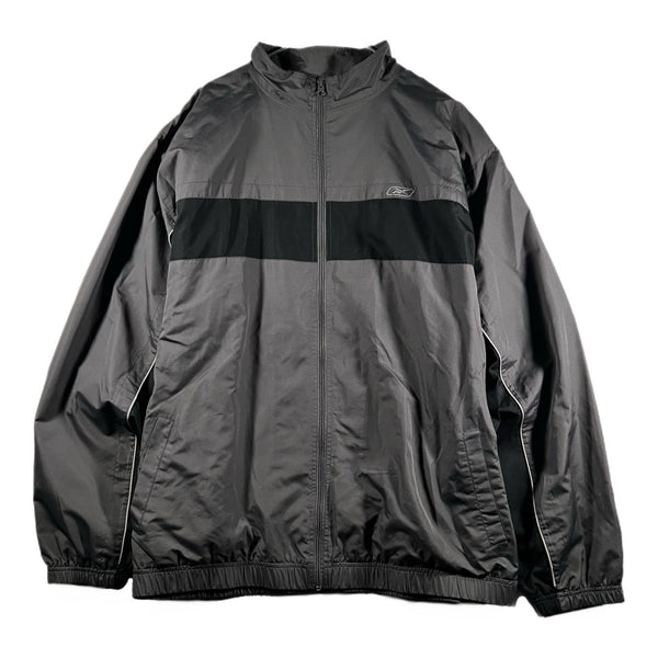 Vintage Y2K Reebok Men's Baggy Full-Zip Track Jacket Two-Tone Gray (2XL)