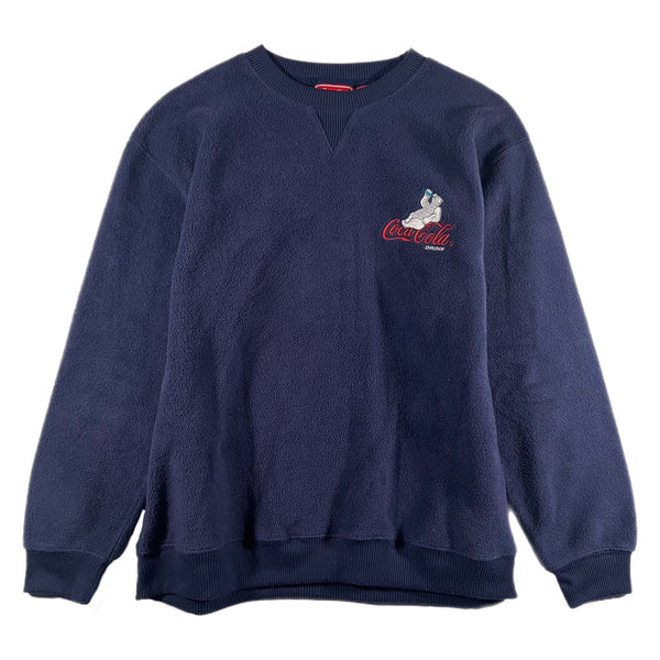 Vintage Coca Cola Rare Polar Bear Embroidered Pullover Sweatshirt Navy (Medium)