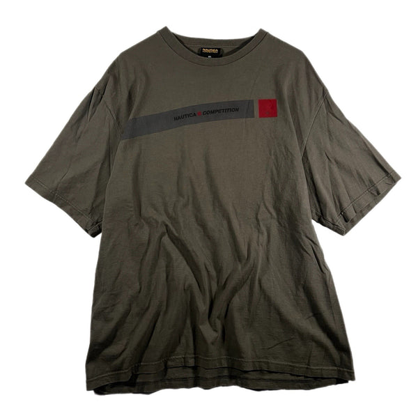 Vintage Nautica Jeans Competition Graphic T Shirt 90s USA-Made Army Green (XL)