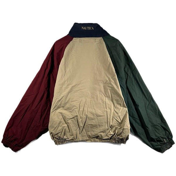 Vintage Nautica Men's Reversible Multicolor Pack-Hood Preppy Jacket Tan (XL)