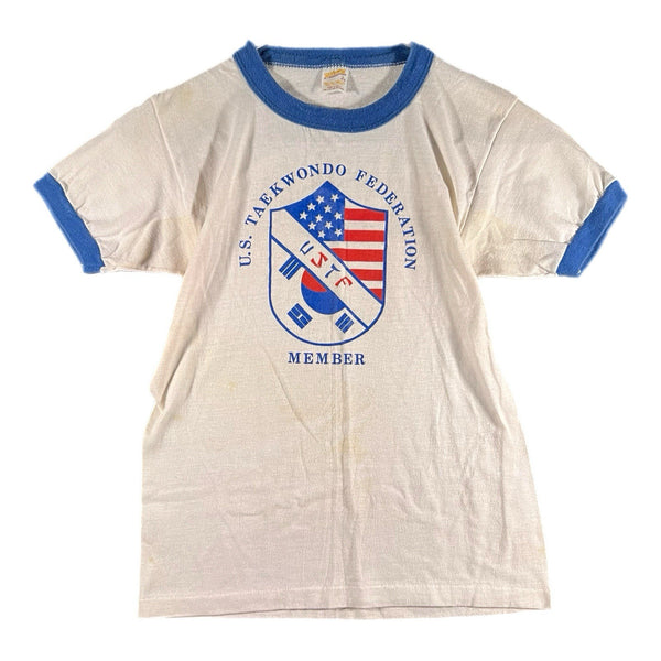 Vintage 60s 70s Youth US Taekwondo Federation Graphic T Shirt USA-Made (Large)