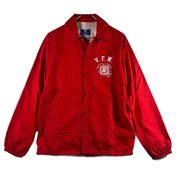 Vintage 80s Champion Men's Veterans Foreign War USA-Made Snap Jacket Red (Small)
