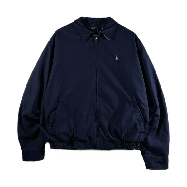 Vintage Polo Ralph Lauren Mens Polyester Harrington Full-Zip Jacket Navy (Large)