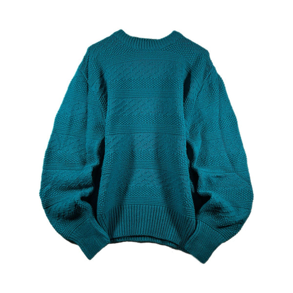 Vintage Women's Orlon Acrylic USA-Made Knitted Pullover Sweater Teal (XL)