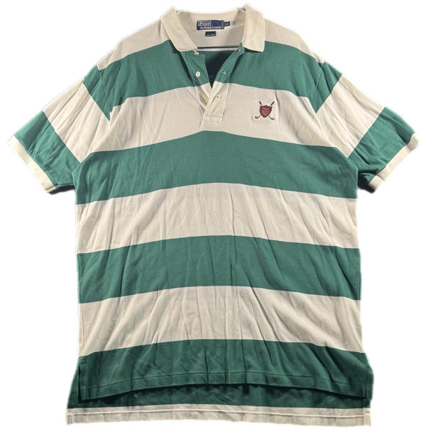 Vintage Polo Ralph Lauren Men's Golf Striped Collared Polo Shirt Rare (XL)