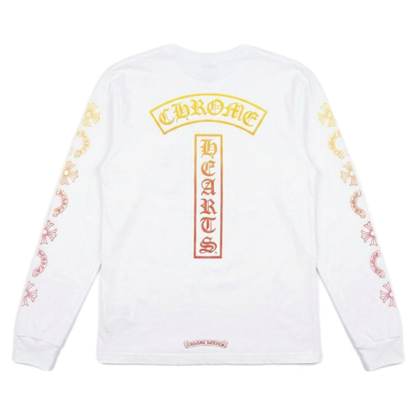 Chrome Hearts Men's Long-Sleeve Ombré Graphic Pocket T Shirt White (Medium)