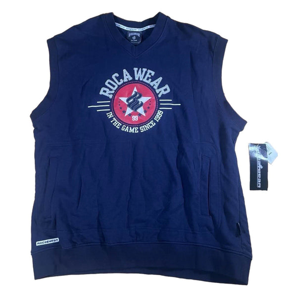 Vintage Y2K Rocawear Men's Sleeveless V-Neck Sweatshirt Embroidered Baggy (2XL)