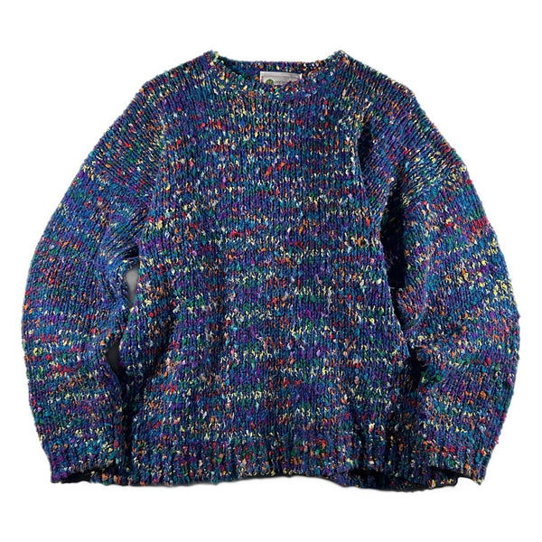 Vintage 90s Organically Grown Chunky Knit Multicolored Funky Sweater (Medium)