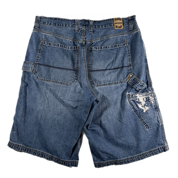 Vintage Lucky Brand Jeans Men's Carpenter Shorts Jorts Dark-Wash Denim (Size 34)