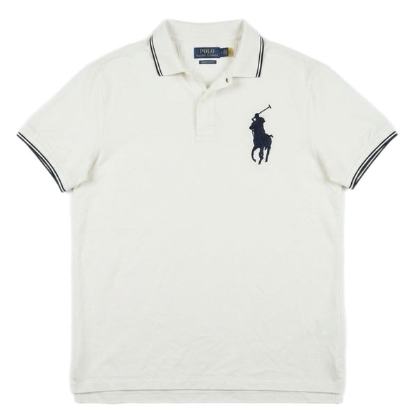 Y2K Polo Ralph Lauren Men's Collared Custom Slim Fit Golf Shirt White (Large)
