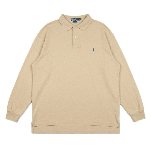 Polo Ralph Lauren Men's Long-Sleeve Collared Polo Shirt Light-Tan (2XL Tall)