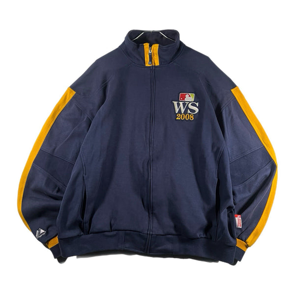 Y2K Majestic Men's MLB World Series 2008 Full-Zip Heavyweight Jacket Navy (2XL)