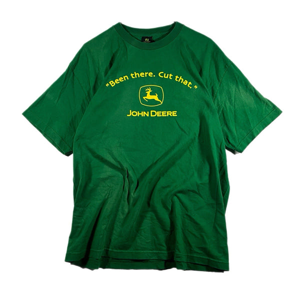 Vintage John Deere Been There Cut That Men’s Graphic Logo T Shirt Green 90s (XL)