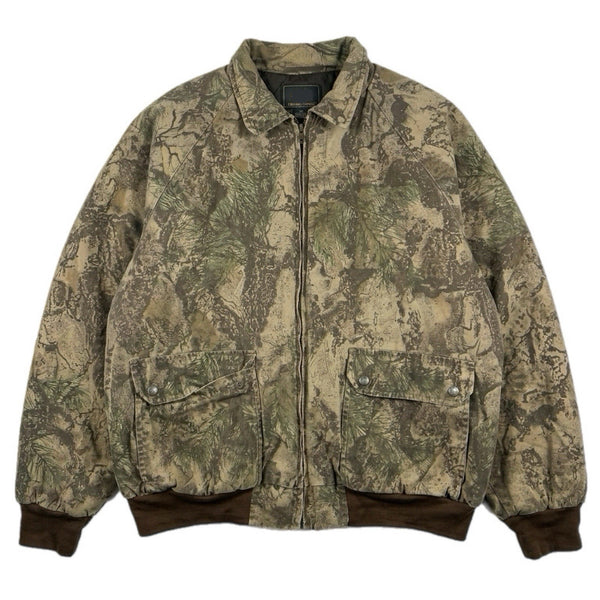 Vintage 90s Men's India-Made Camo Camouflage Full-Zip Bomber Jacket Rare (2XL)