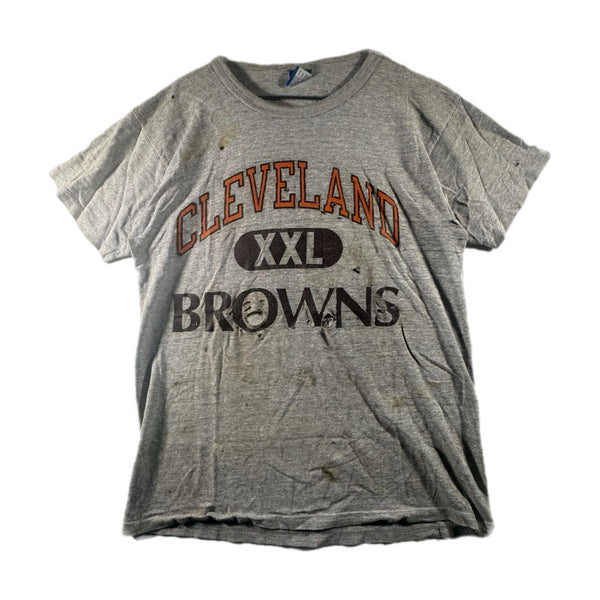 Vintage Champion Men’s Cleveland Browns NFL Distressed USA-Made T Shirt (Large)