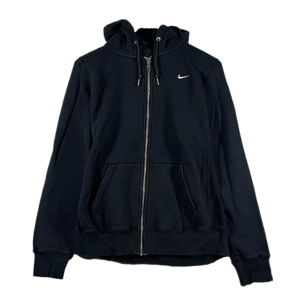 Vintage Y2K Nike Athletic Dept Women's Swoosh Full-Zip Hoodie Black (Large)