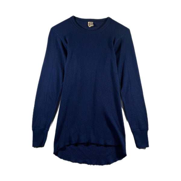 Vintage 70s Arctex Men's Thermal Knit Long-Sleeve Under Shirt Navy Blue (Medium)