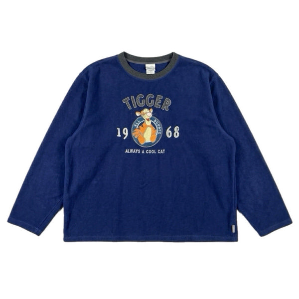 Vintage Disney Tigger Graphic Pullover Fleece Sweater Crewneck Sweatshirt (XL)