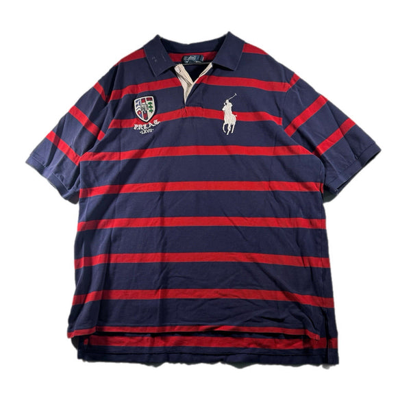 Vintage Y2K Polo Ralph Lauren Men's Striped Collared Patch Shirt (2XL Tall)
