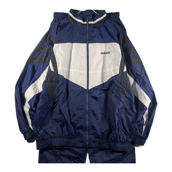 Vintage 90s Adidas Men's Lined Full-Zip Nylon Track Jumpsuit Jacket Pants (XL)