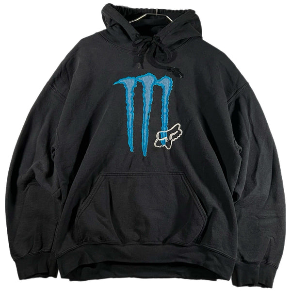 Y2K Rare Monster Energy x Fox Racing Men's Embroidered Hoodie Sweatshirt (Large)