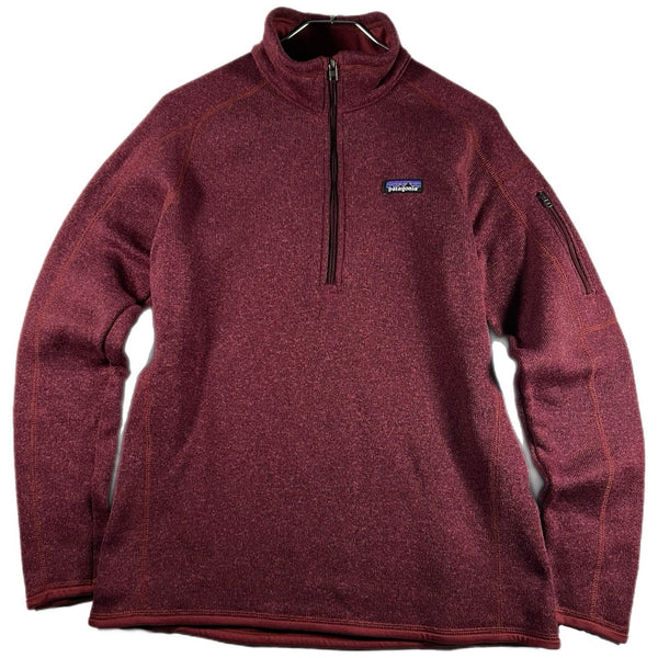 Patagonia Women's Better Sweater Fleece Quarter-Zip Jacket Pullover Red (Large)