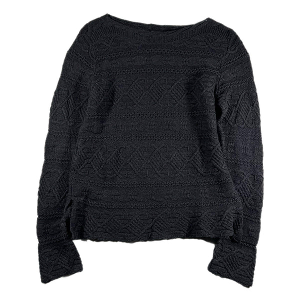 Jeanne Pierre Women's Long-Sleeve 3D-Knit Pullover Sweater Charcoal (Medium)