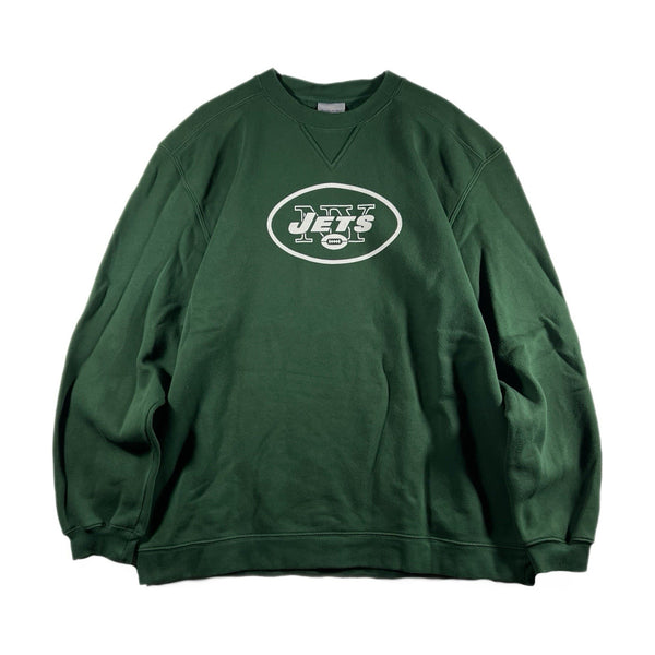 Vintage Reebok Mens New York Jets NFL Pullover Crewneck Sweatshirt Green (Large)