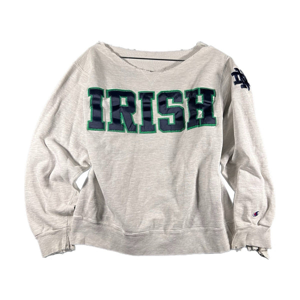 Vintage Champion Reverse-Weave Notre Dame Distress Pullover Sweatshirt (Medium)