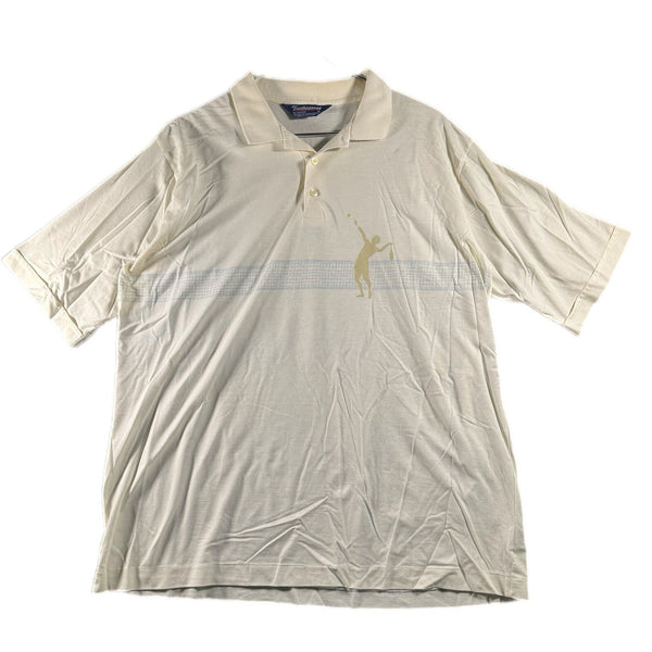 Vintage Tennis Tournament Men's Button-Up Athletic Golf Polo Graphic Shirt (XL)