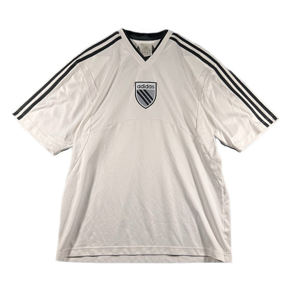 Vintage Adidas Men's 3-Stripe Patch Athletic Soccer Futbol Jersey White (Large)