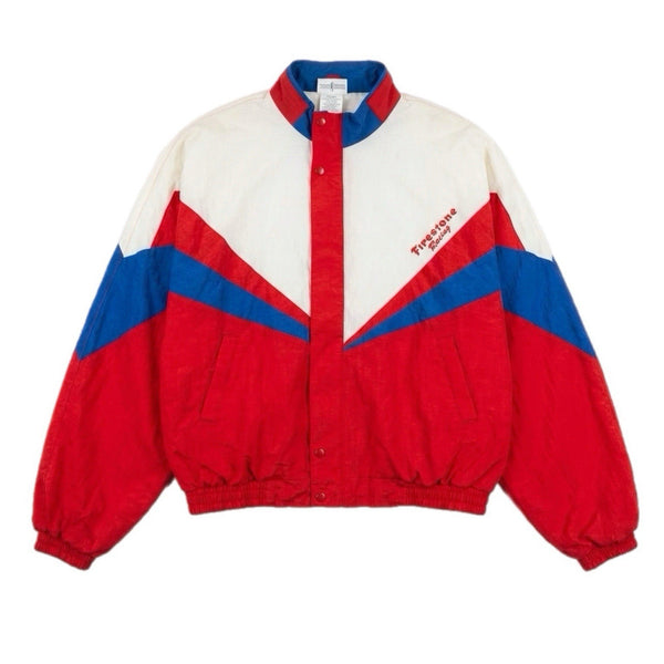 Vintage 80s Firestone Race Men's Full-Zip Windbreaker Track Jacket Rare (XL)