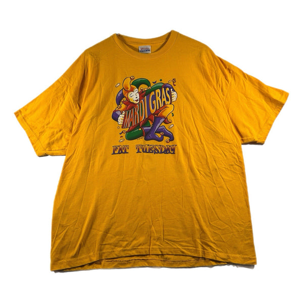 Vintage Y2K Men's Mardi Gras New Orleans NOLA Graphic T Shirt Yellow (XL)