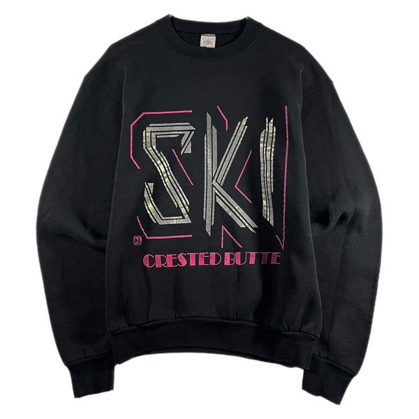 Vintage 90s Adult Ski Colorado USA-Made Graphic Pullover Sweatshirt Pink (XL)