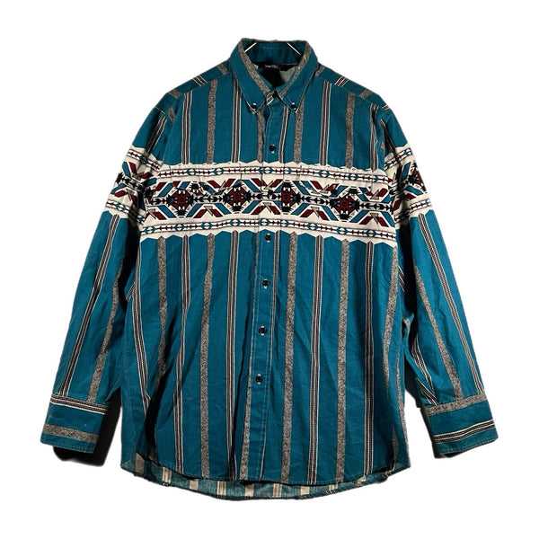 Vintage Panhandle Slim Western Aztec Wrangler-Style Cowboy Button Shirt (Large)