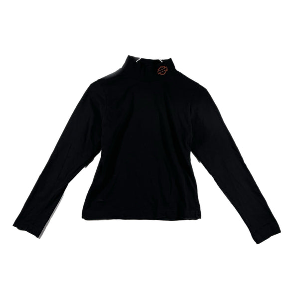 Vintage Harley Davidson Women's Mock-Neck Top Long-Sleeve T-Shirt Black (Small)