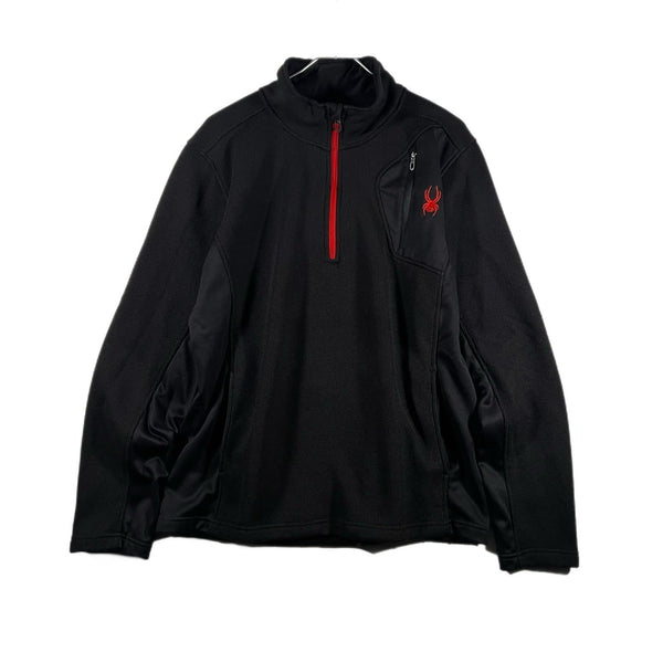 Spyder Men's Knit Embroidered Logo Half-Zip Pullover Jacket Black/Red (Large)