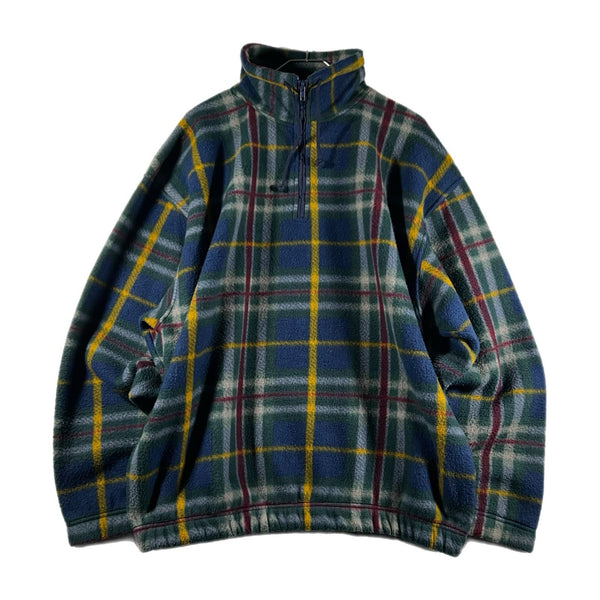 Vintage Rogue Product Men Hiking Plaid Quarter-Zip Pullover Jacket Green (Large)