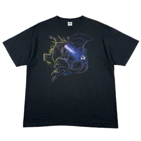 Vintage Liquid Blue Men's Dragon Flame Fade Baggy Graphic T Shirt Rare (2XL)
