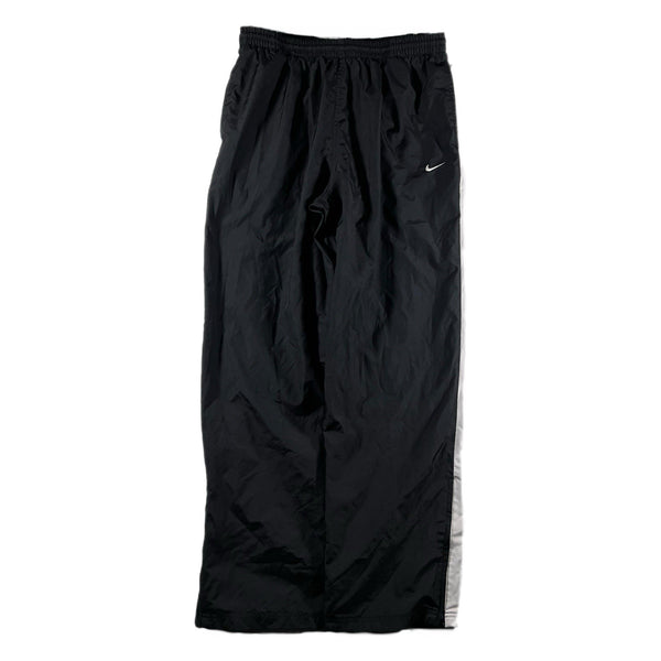 Vintage Y2K Nike Men's Swoosh Baggy Track Pants Stripe Black/White (XL)